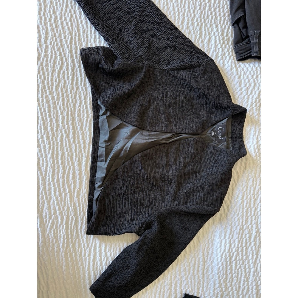 Connected Apparel Black Textured Open Front Bolero Shrug Cropped Jacket XL - Picture 4 of 7
